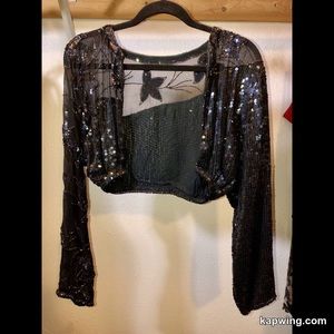Vintage Crop Sequin Mesh Bolero Jacket/Shrug